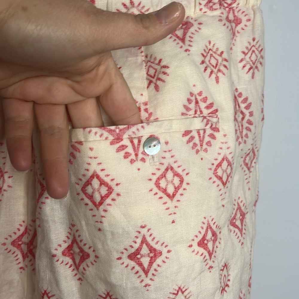 Artisan NY Cream & Red Linen Shorts - Picture 6 of 7